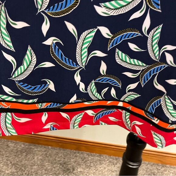 Navy Leaf Print Long sleeve plus size stretchy dress size 1XL - Picture 4 of 11